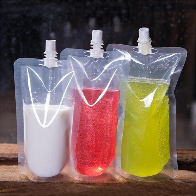 100 PCS Stand-up Plastic Drink Packaging Bag Spout Pouch For Beverage Liquid Juice Milk Coffee Clear/11*16cm/100Pcs