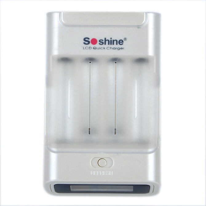 Soshine 1.4" LCD AC/Car Cigarette Lighter Powered AA/AAA Battery Charger