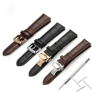 Watchband Soft Calf Genuine Leather Watch Strap Alligator Grain Watch Band for Tissot Seiko 18mm 19mm 20mm 21mm 22mm 24mm 18mm/Brown and Rosegold P