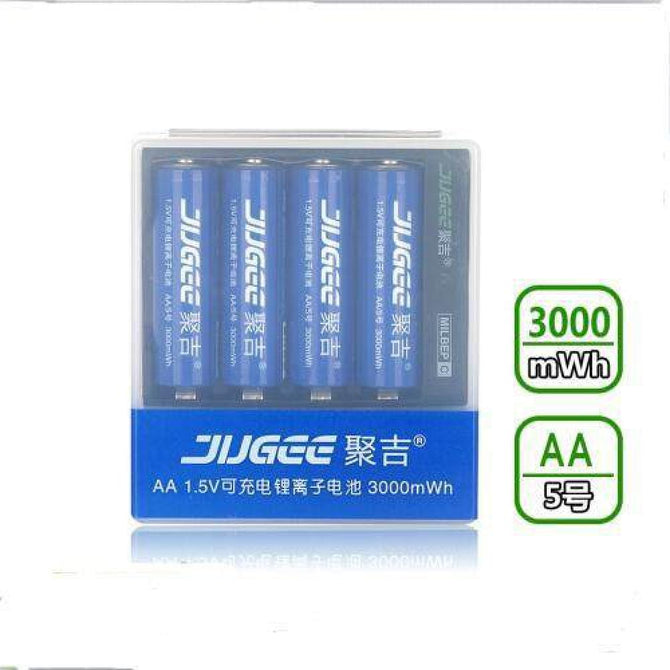 4 PCS 1.5V 3000mWh AA Lithium-Ion Batteries AA Li-polymer Li-ion Lithium-Polymer Rechargeable Batteries Charger Set 4 PCS