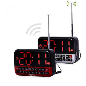 Mini Speakers Portable L80 Radio FM USB/TF Card MP3 Player LED Digital Alarm Clock Mini Speaker with Alarm Clock Red
