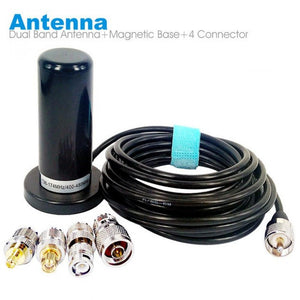 Walkie Talkie Car Radio Dual Band VHF UHF Antenna PL259 5M Coaxial Cable Magnetic Mount Base and  BNC Connector Black