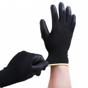Nylon & PU Palm Coated Electronic Anti-static Gloves With PU AntiStatic Work Gloves 2/10 Pairs Black Color L 10 pairs
