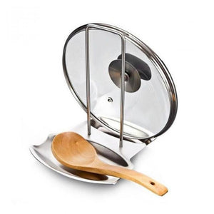 Kitchen Organizer Pot Lid Rack Stainless Steel Spoon Holder Pot Lid Shelf Cooking Dish Rack Pan Cover Stand Kitchen Accessories Silver