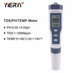 yieryi New TDS PH Meter PH/TDS/EC/Temperature Meter Digital Water Quality Monitor Tester for Pools, Drinking Water, Aquariums
