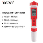 yieryi New TDS PH Meter PH/TDS/EC/Temperature Meter Digital Water Quality Monitor Tester for Pools, Drinking Water, Aquariums