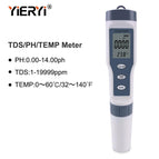 yieryi New TDS PH Meter PH/TDS/EC/Temperature Meter Digital Water Quality Monitor Tester for Pools, Drinking Water, Aquariums