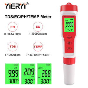 yieryi New TDS PH Meter PH/TDS/EC/Temperature Meter Digital Water Quality Monitor Tester for Pools, Drinking Water, Aquariums