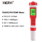 yieryi New TDS PH Meter PH/TDS/EC/Temperature Meter Digital Water Quality Monitor Tester for Pools, Drinking Water, Aquariums